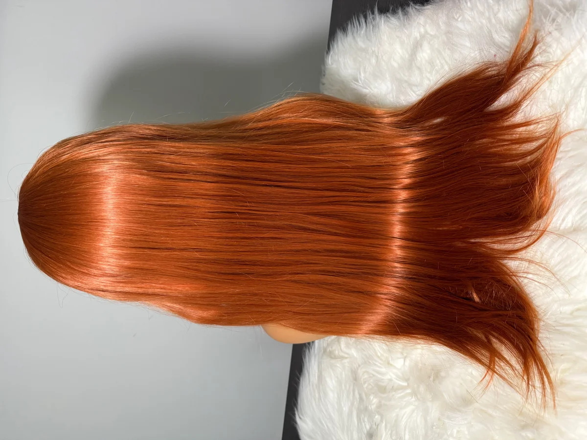 13x4 Ginger Orange Lace Front Wig. Long Straight Synthetic, image 3 of 3