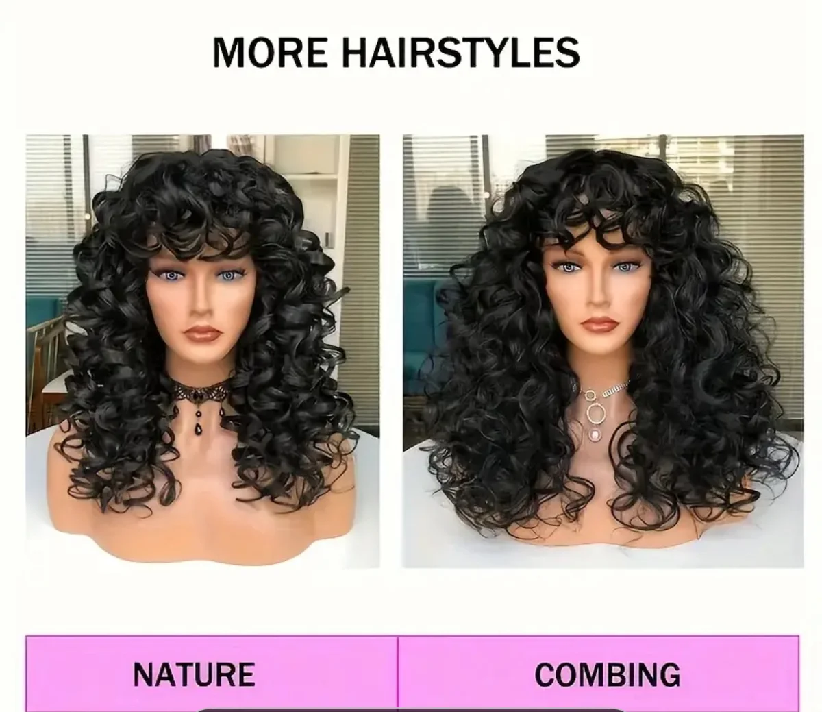 Afro Curly Wig With Bangs, image 2 of 2