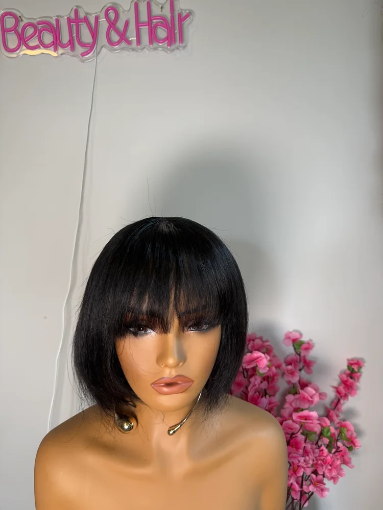Human hair bang wig