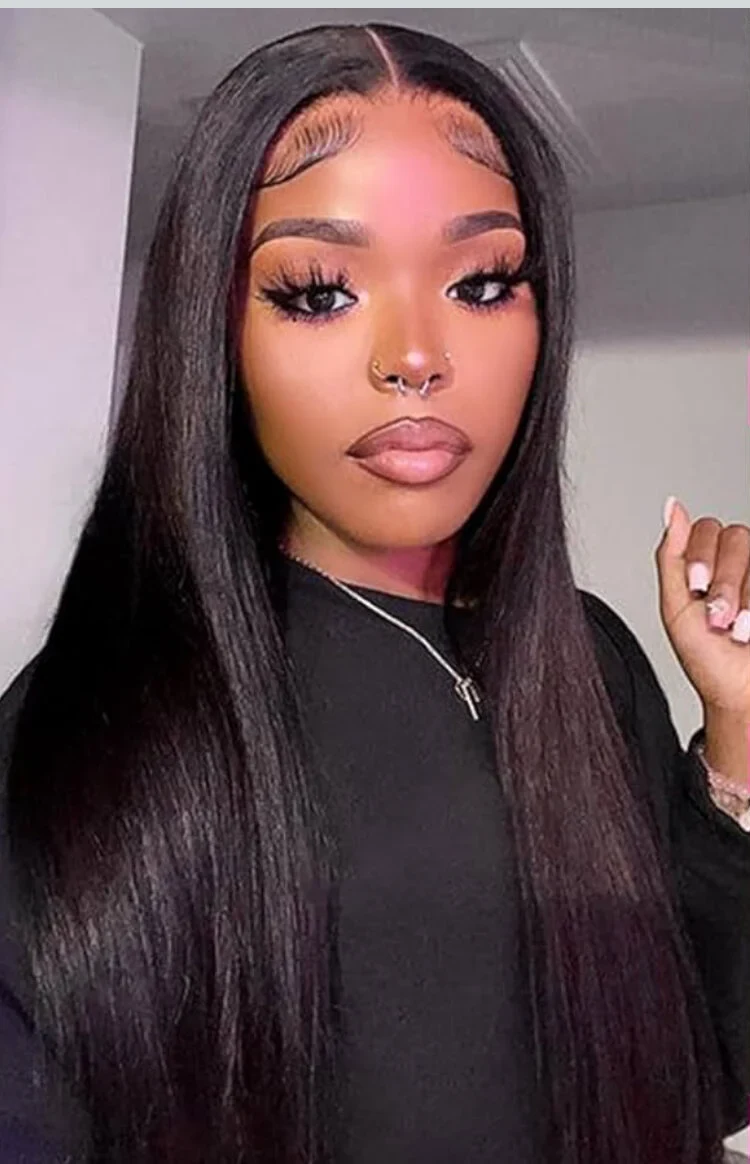 28-Inch Straight Human Hair Wig, 13x4 Lace, 180% Density