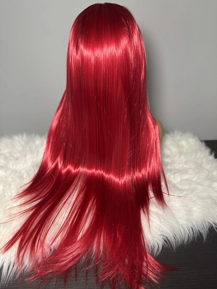Vibrant Long Red Straight Wig. Sleek & Stylish Look, image 2 of 2