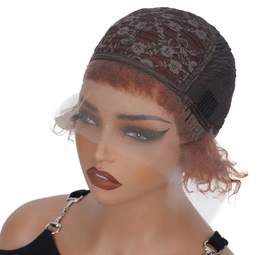 Ginger Curly Short Human Hair Wig. Lace Front, Ready to Wear, image 2 of 2