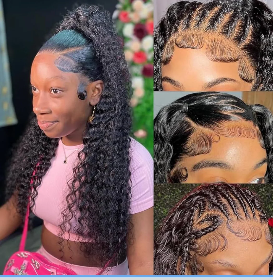 24 Inch Water Wave Human Hair Wig. 13×4 Lace Front | 180% Full Density