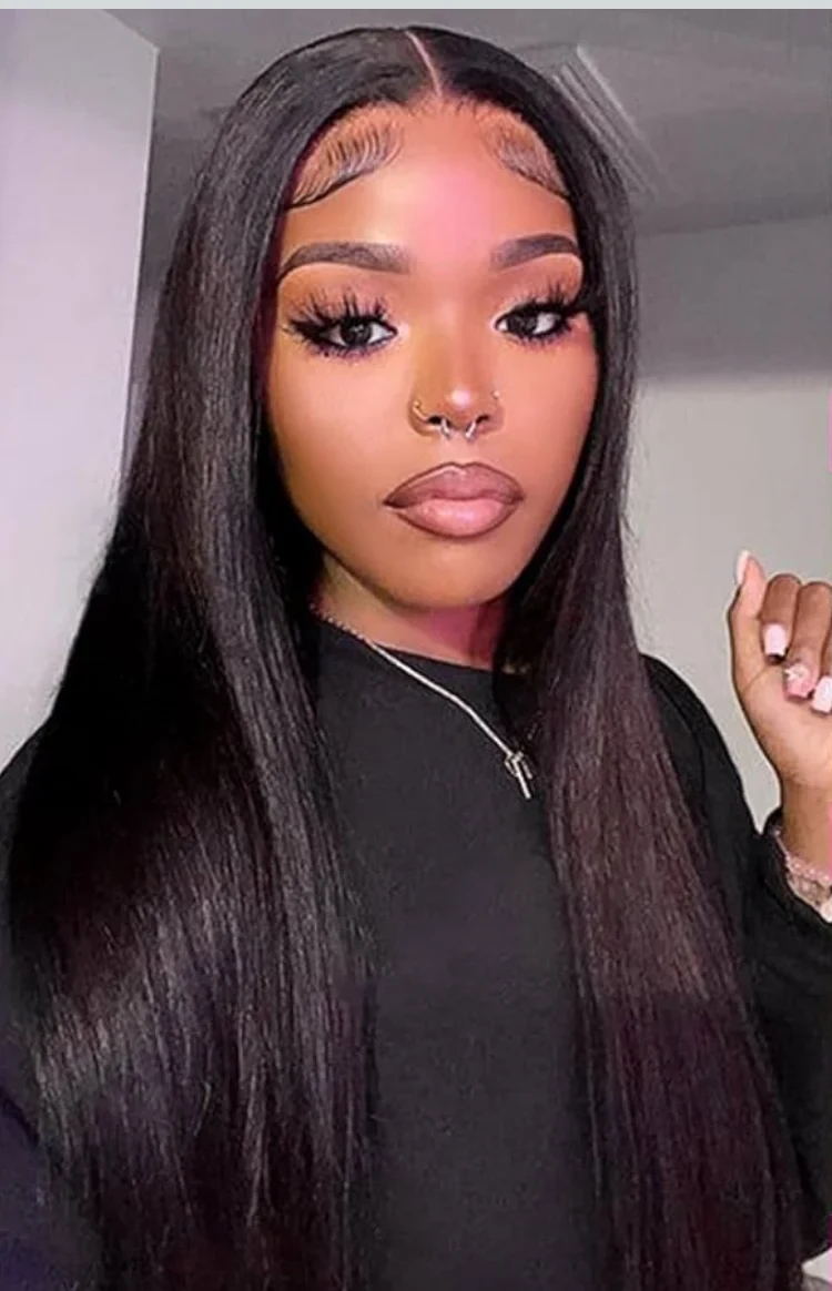 24-Inch Straight Human Hair Wig, 13x4 Lace, 180% Density