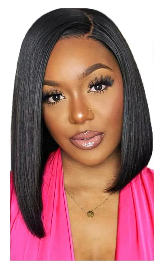 14 Inch Human Hair Bob Wig, 13x4 Lace Front, 180% Density