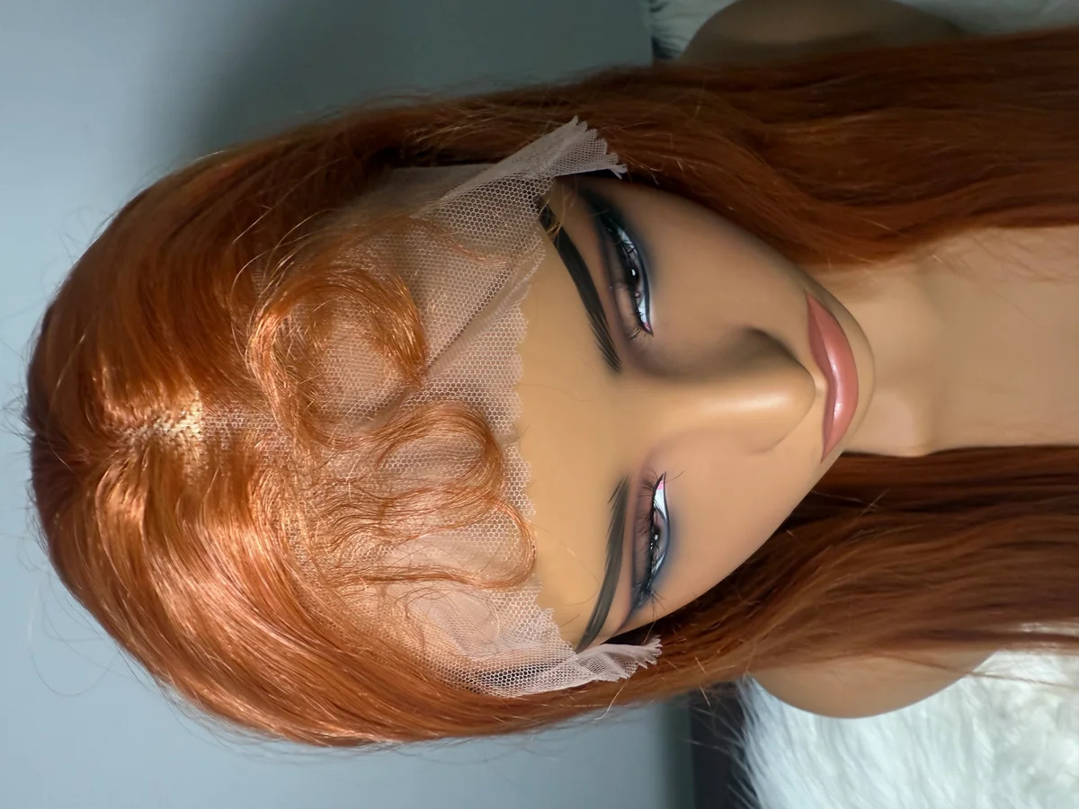 13x4 Ginger Orange Lace Front Wig. Long Straight Synthetic, image 2 of 3