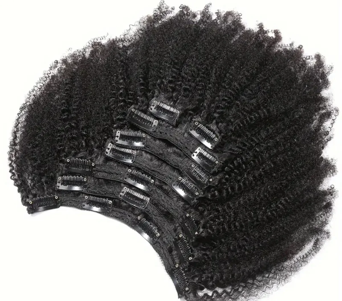 12-Inch Kinky Curly Clip-In Human Hair Extensions. 4B/4C Coily Texture, image 2 of 2