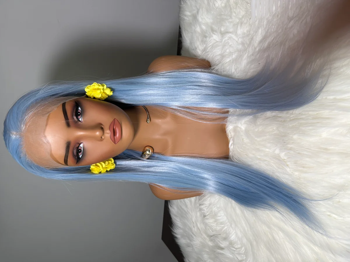 Light Blue Lace Front Wig Synthetic