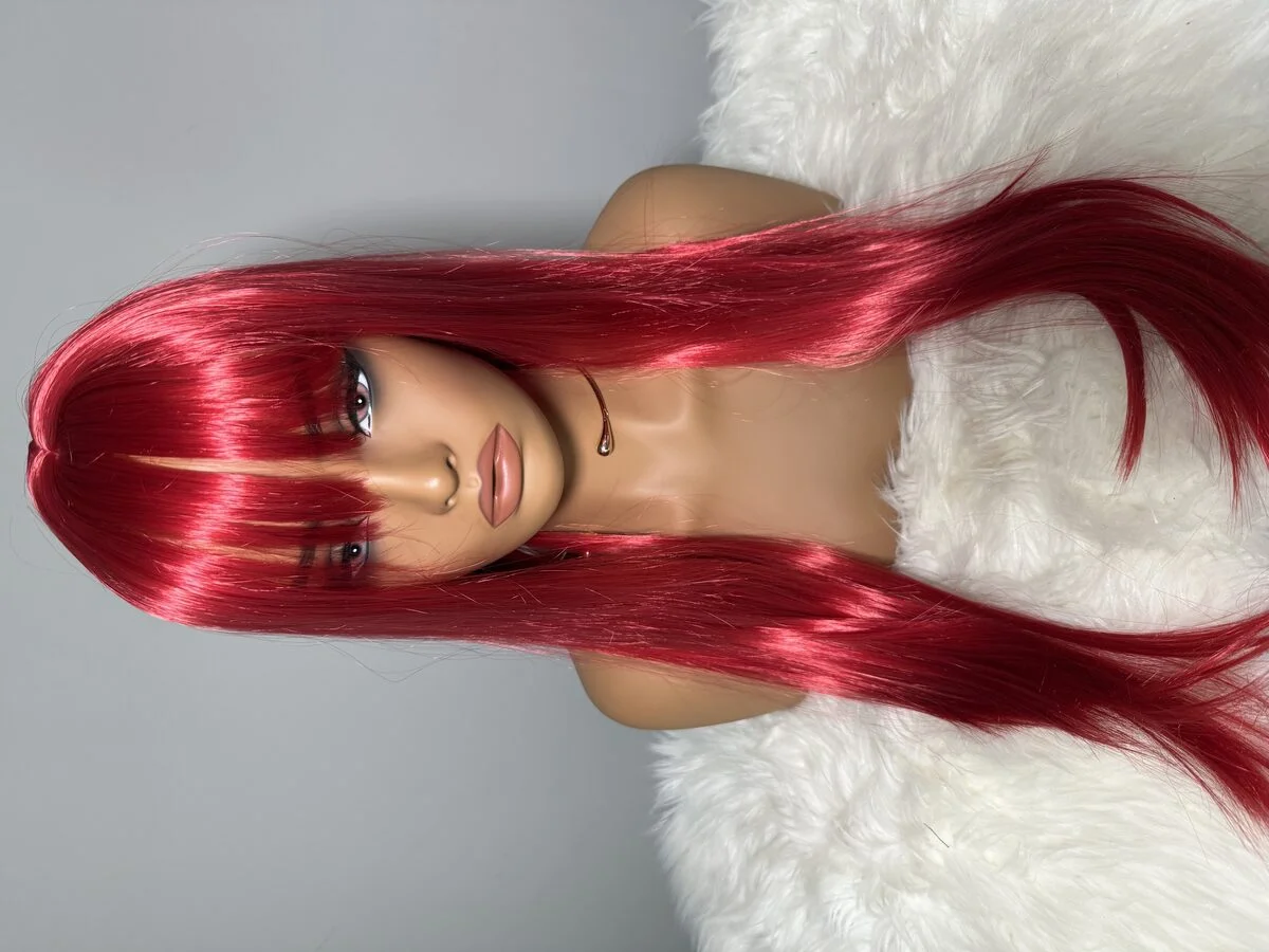 Vibrant Long Red Straight Wig. Sleek & Stylish Look