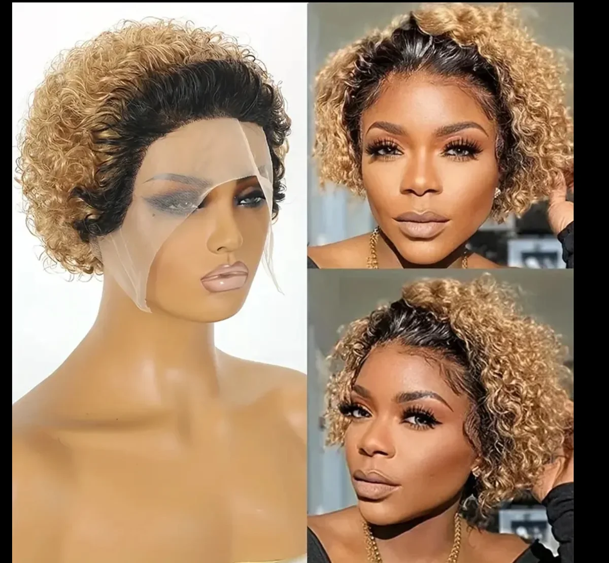 Ombre Curly Pixie Lace Wig