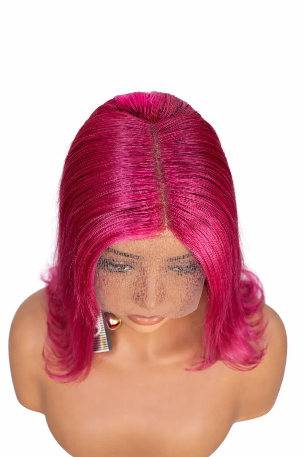 Pink Human Hair Wig, image 2 of 3
